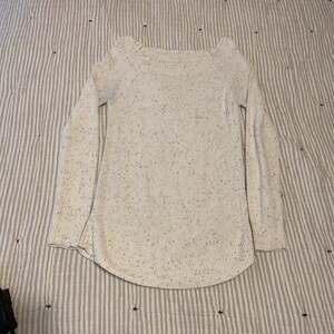 LOFT Cream Flecked Knit Long Sleeve Crew Neck Sweater